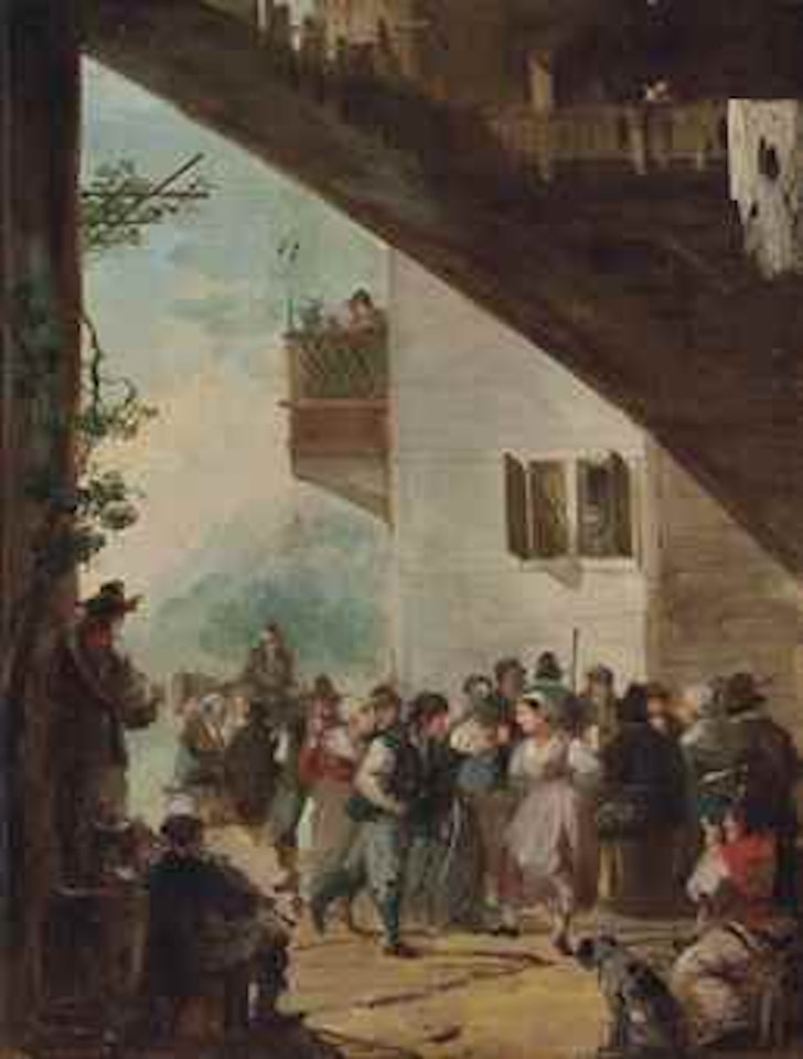 A village feast by Giuseppe Bernardino Bison