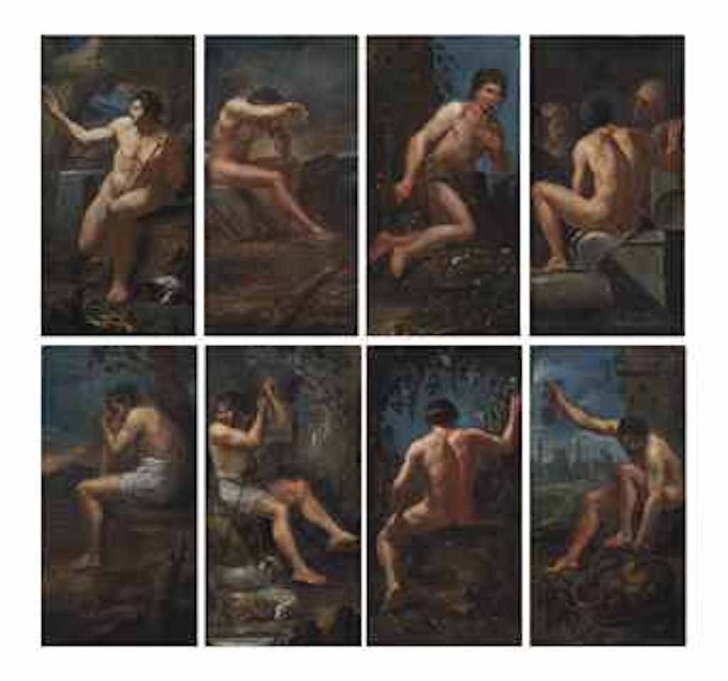 A set of eight nude studies by Roman School