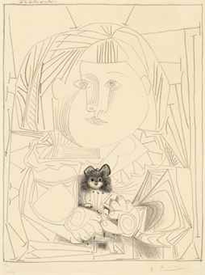 Paloma et sa Poupée, Fond blanc by Pablo Picasso