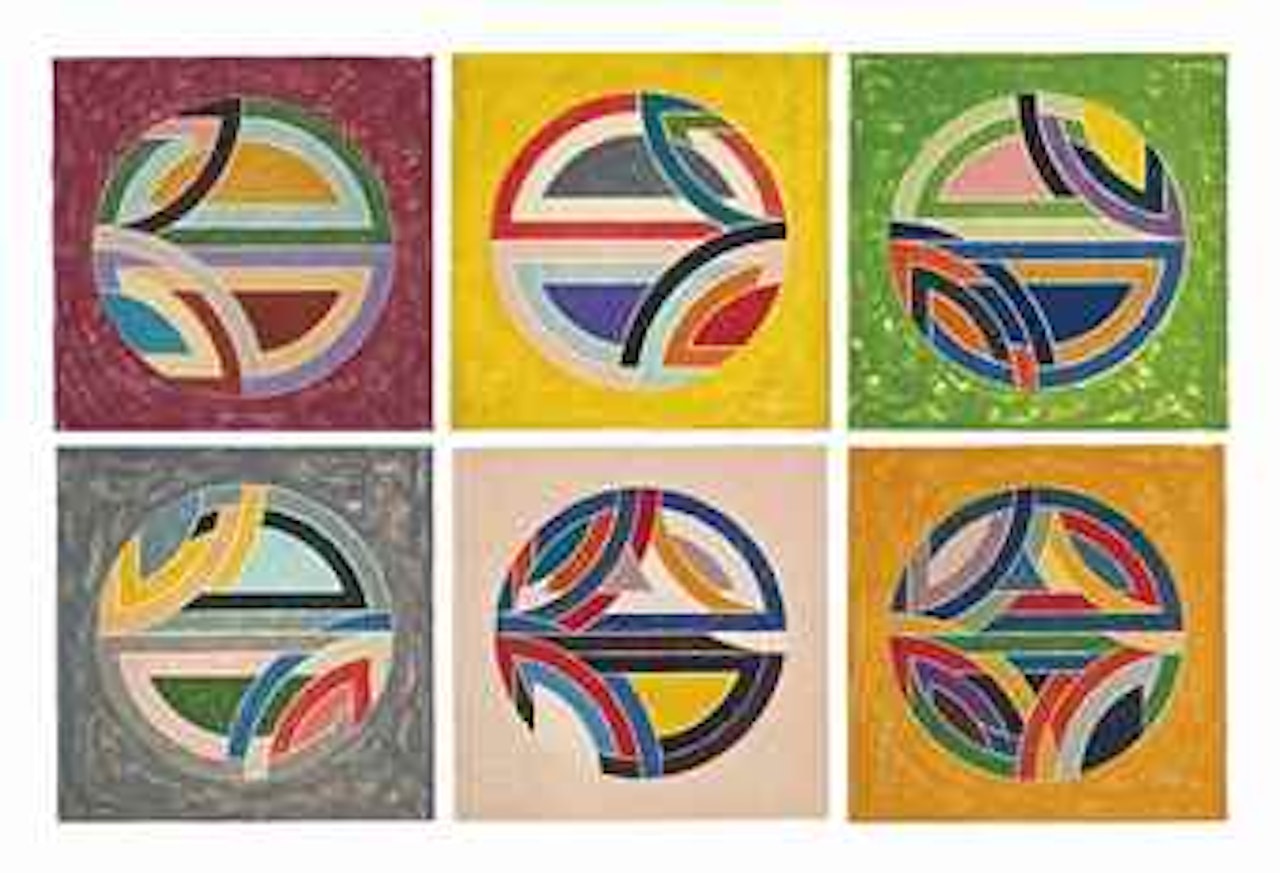 Sinjerli Variations Squared with Colored Grounds by Frank Stella