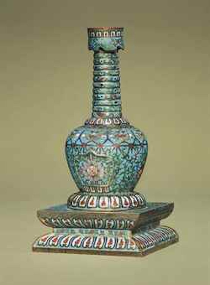 A RARE CLOISONNÉ ENAMEL MODEL OF A BUDDHIST STUPA QIANLONG PERIOD by Anonymous