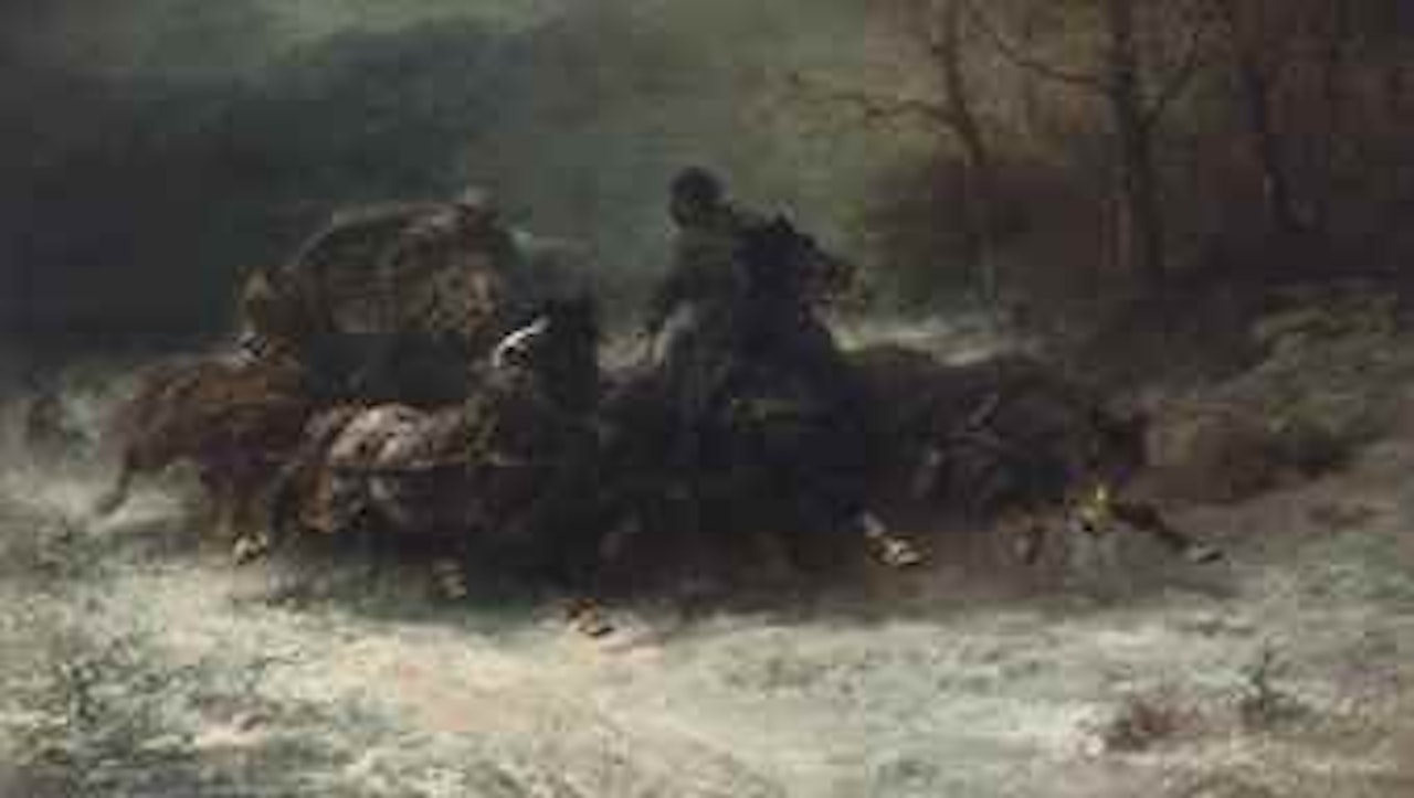 Hunted by wolves by Adolf Schreyer