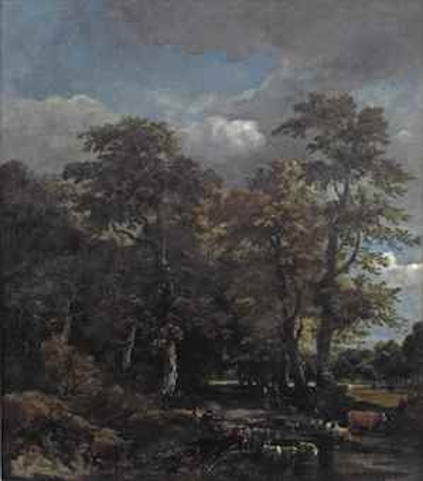 A wooded landscape with cattle crossing a stream by Jan Van Kessel The Elder