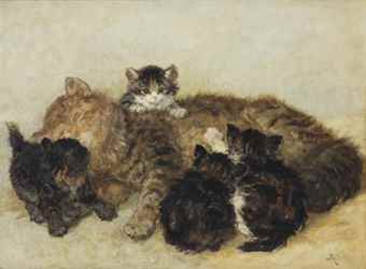 Playful kittens by Henriette Ronner-Knip