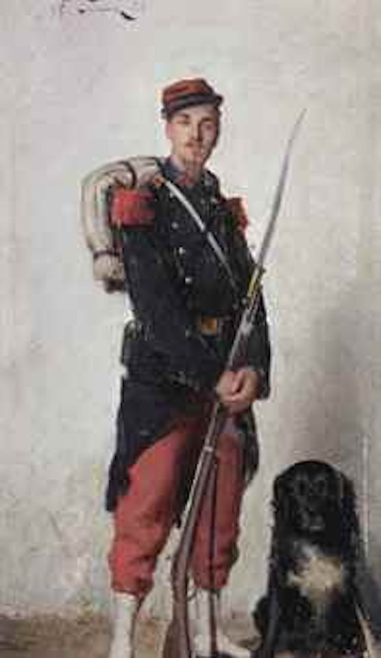 A soldier with his dog by Frédéric Soulacroix