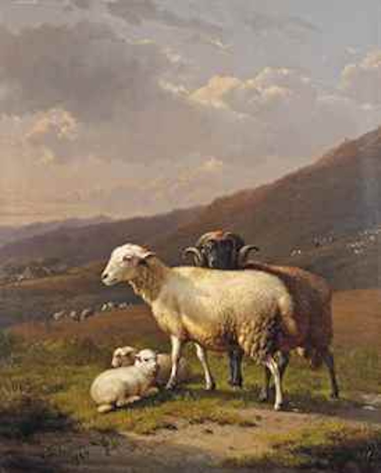 Sheep in a mountain landscape by Eugène Joseph Verboeckhoven
