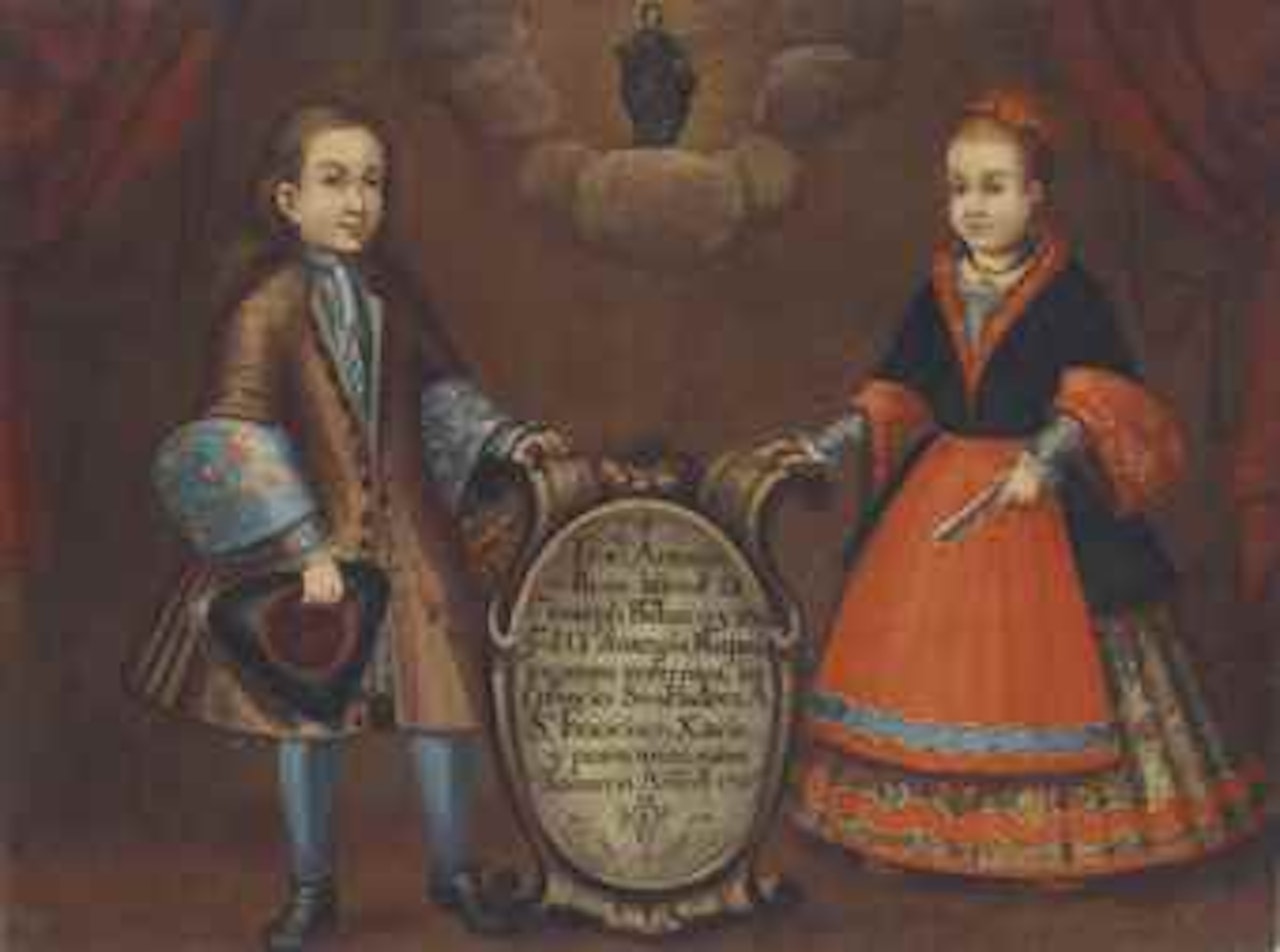 DON FRANCISCO ANTONIO AND ROSA BELASCO RUPEIZ (EX-VOTO) by Mexican School