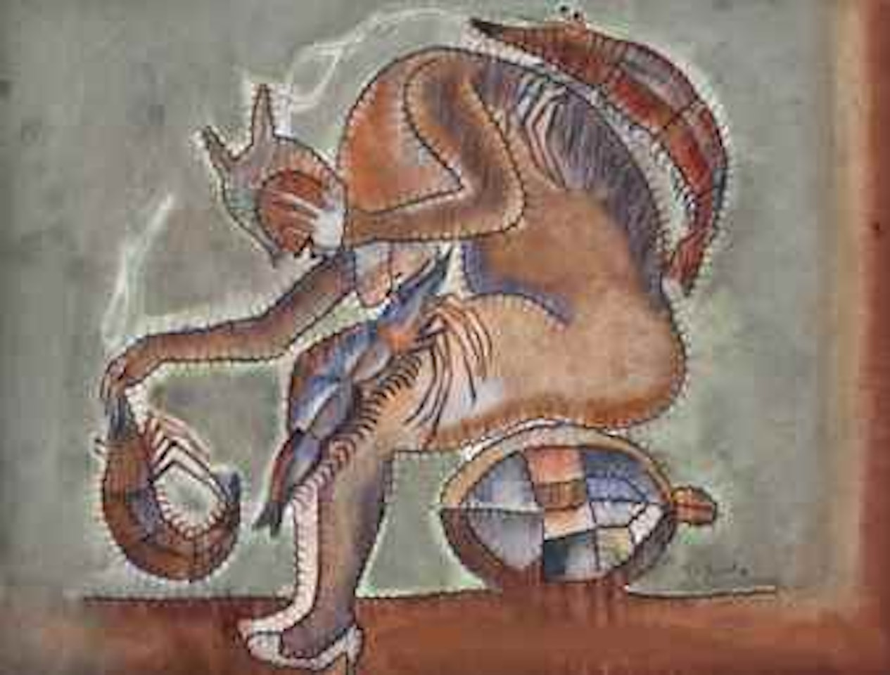 Untitled (Mujer con camarones y tortuga) by Francisco Toledo