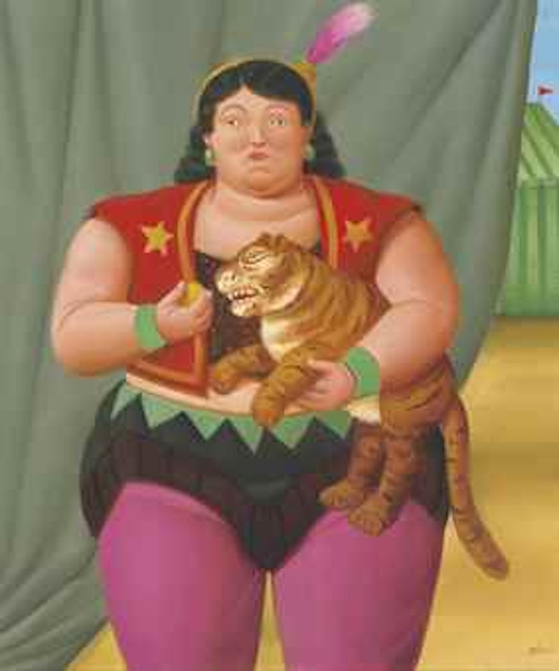 Circus Woman with Baby Tiger by Fernando Botero