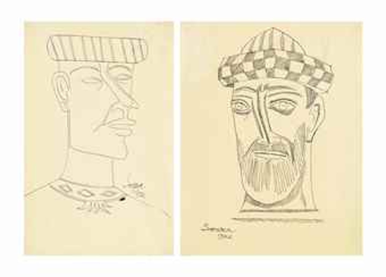 Untitled (Man Wearing Turban) by Francis Newton Souza