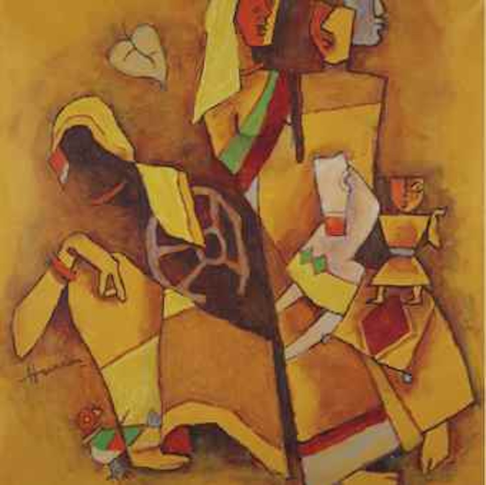 Untitled (Village Scene) by M.F. Husain