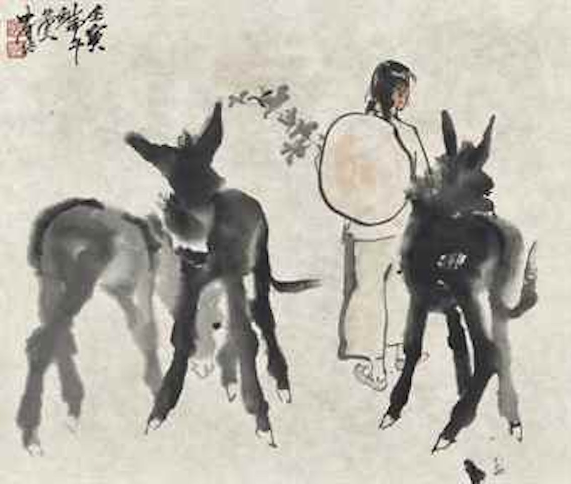 Donkeys and Girl by Huang Zhou
