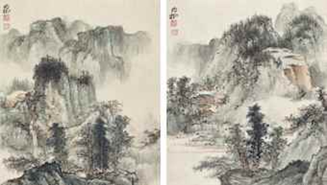 House by the Waterfall/ House by the Lake by Xie Zhiliu