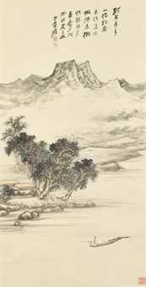 Fishing Alone on the River by Zhang Daqian