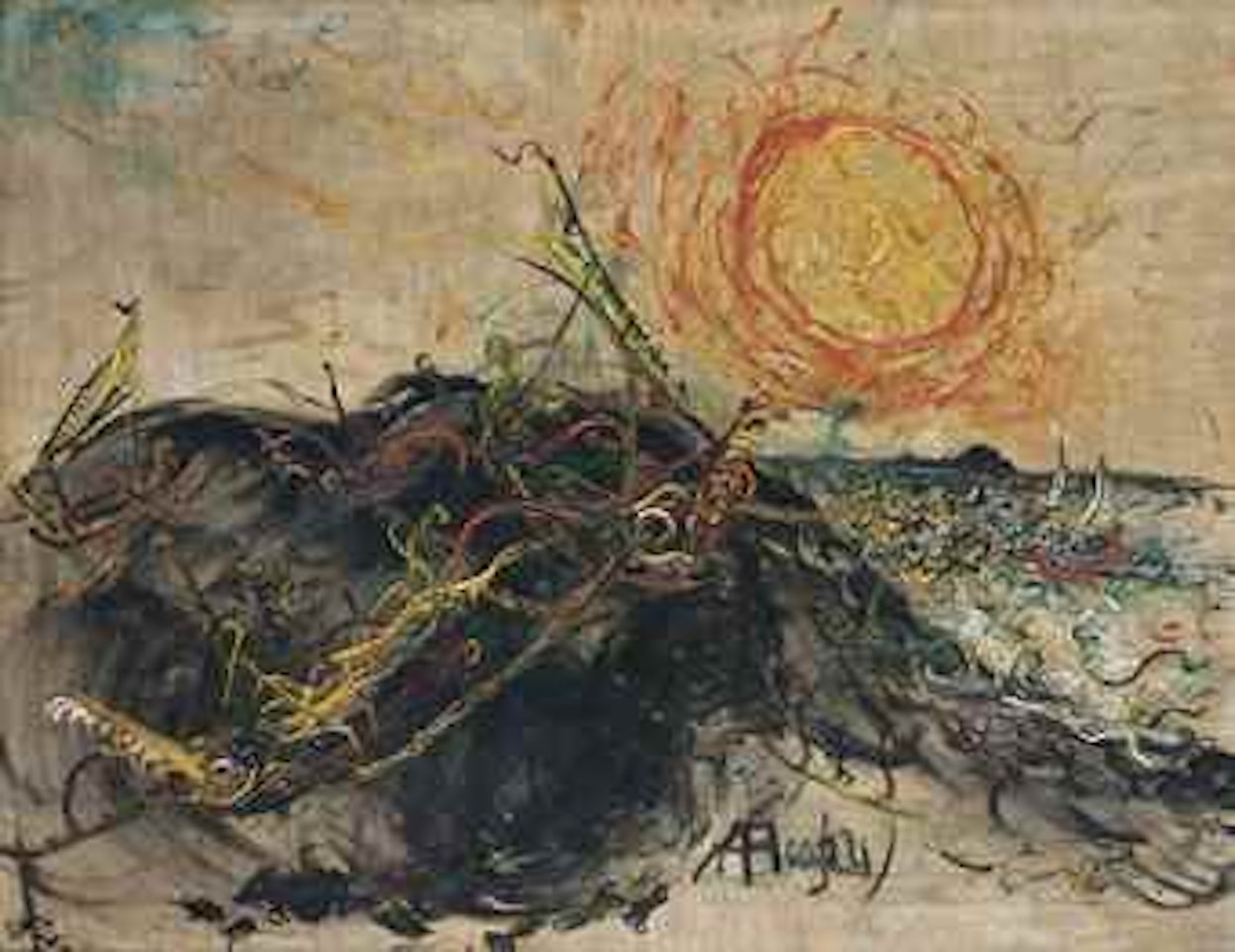 Perahu dan Karang by Affandi