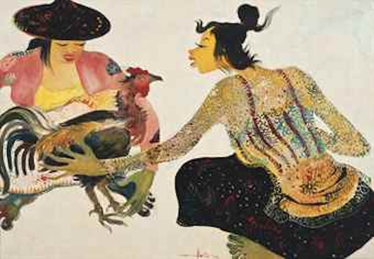 Women with Rooster by Hendra Gunawan