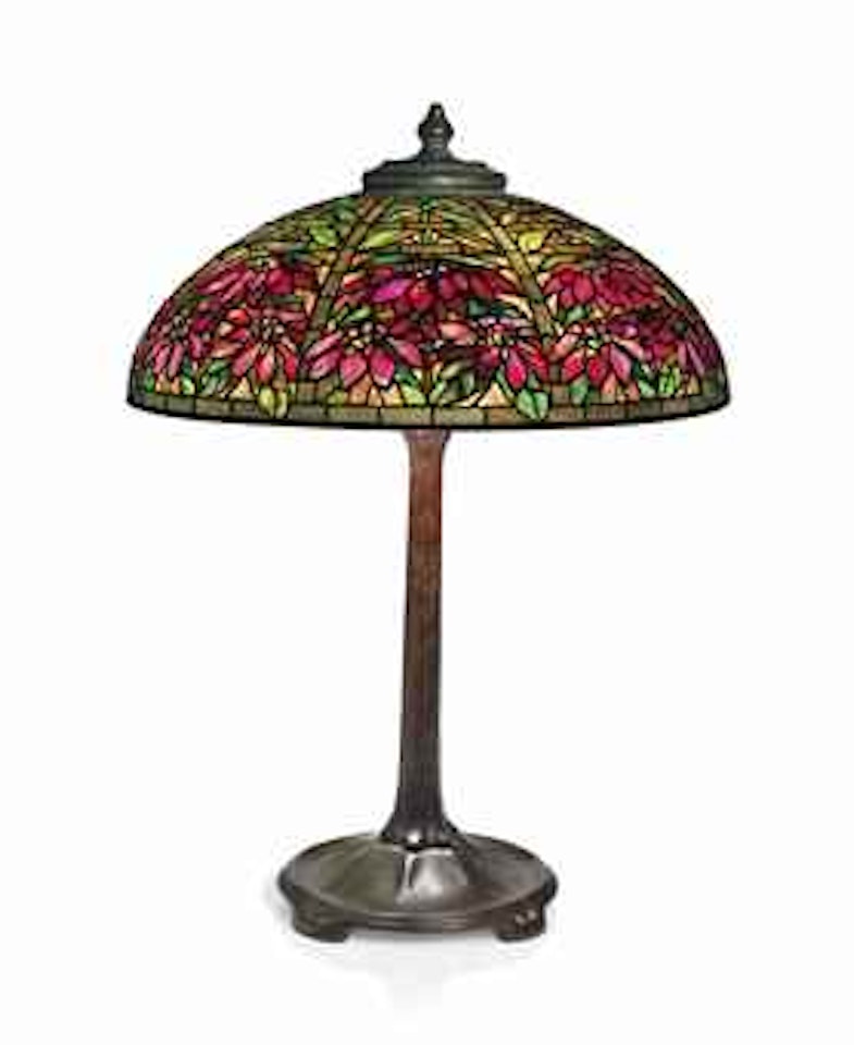 A ' DOUBLE POINSETTIA' TABLE LAMP by Tiffany Studios