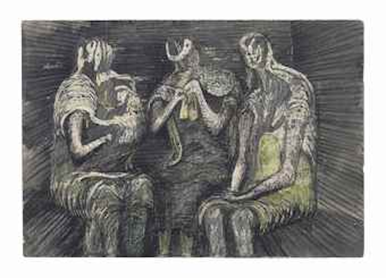 Three Women in a Shelter by Henry Moore