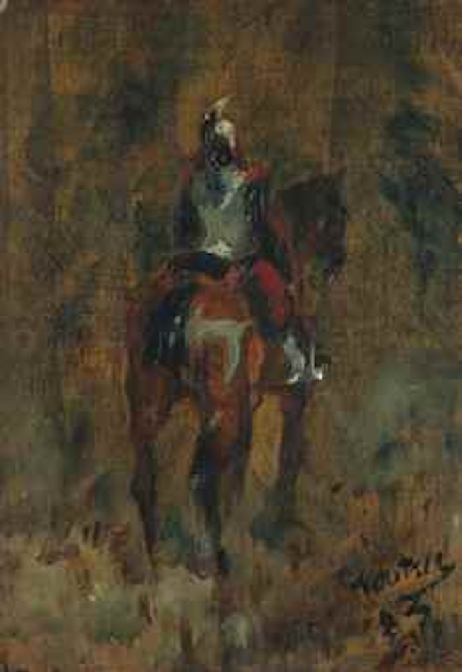 Cuirassier à cheval, vu de dos by Henri de Toulouse-Lautrec