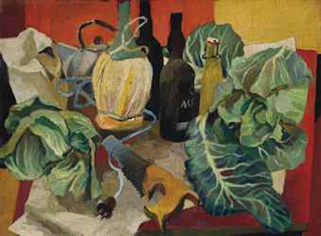 Natura morta sul tavolo rosso (Cavoli sul tavolo rosso) by Renato Guttuso