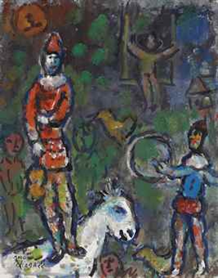 Clown sur le cheval blanc by Marc Chagall