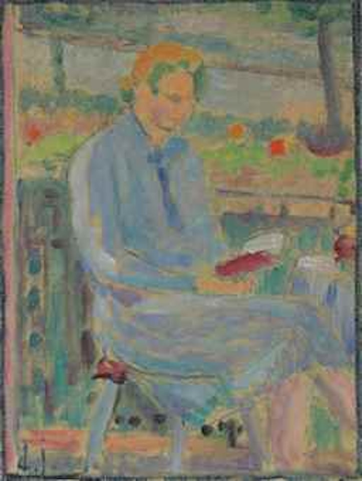 Lesende Frau (Bildnis Frau Toni Kirchhoff sitzend auf dem Balkon) by Alexej von Jawlensky
