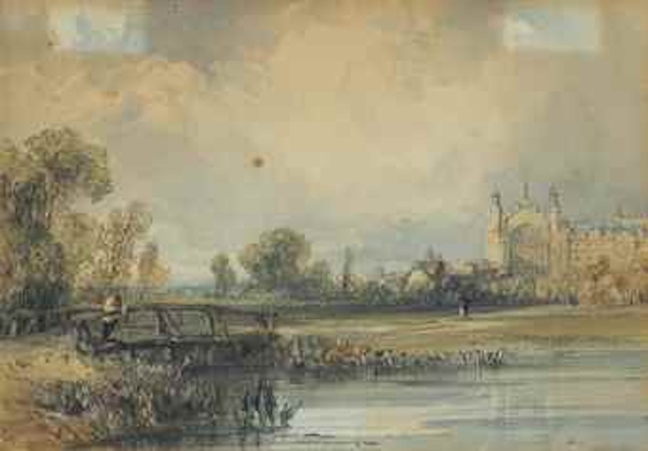 View of Eton College Chapel across the meadows by William Callow