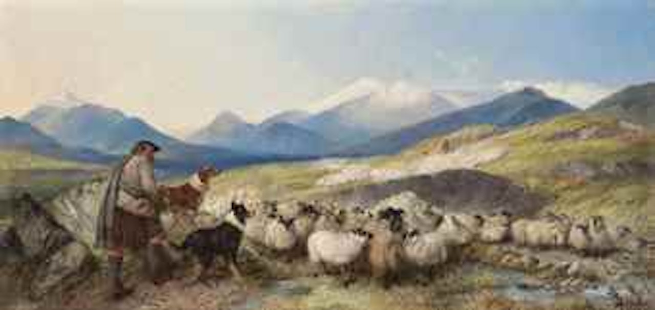 Sheep gathering in Glen Spean, Scotland by Richard Ansdell