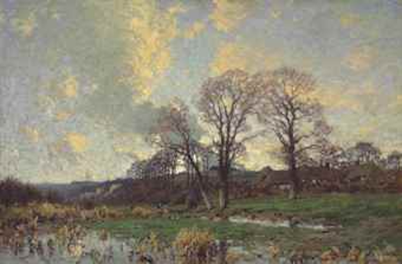 Landscape at sunset by Henri Harpignies