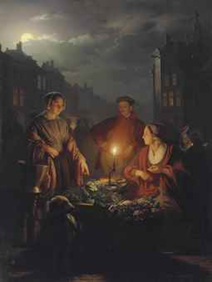 The Groenmarkt at The Hague by Petrus van Schendel
