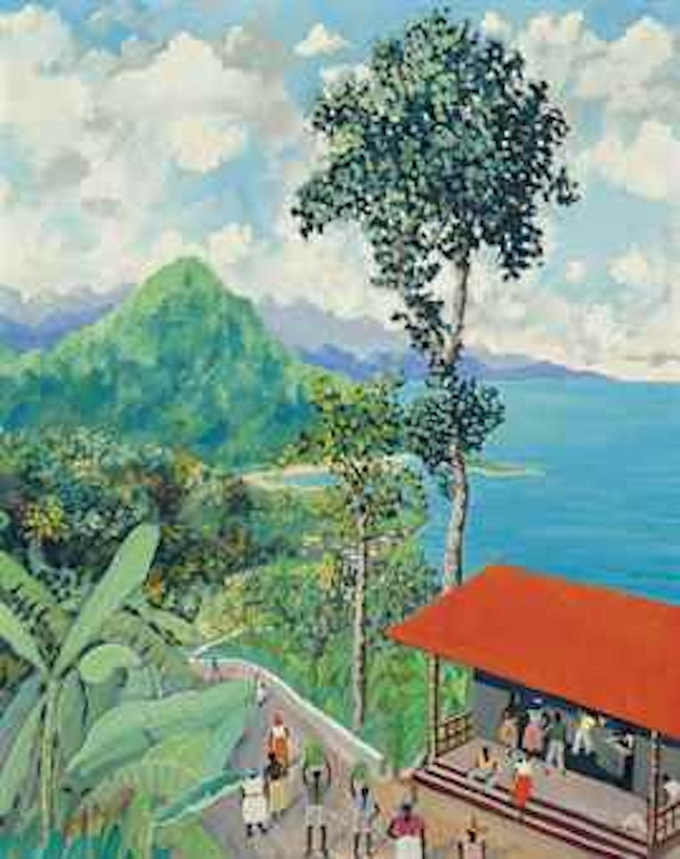 Jamaican Coastline with Red Roof Shack by Noel Coward