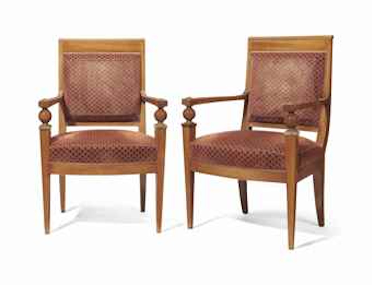 A PAIR OF FRENCH WALNUT ARMCHAIRS by Anonymous