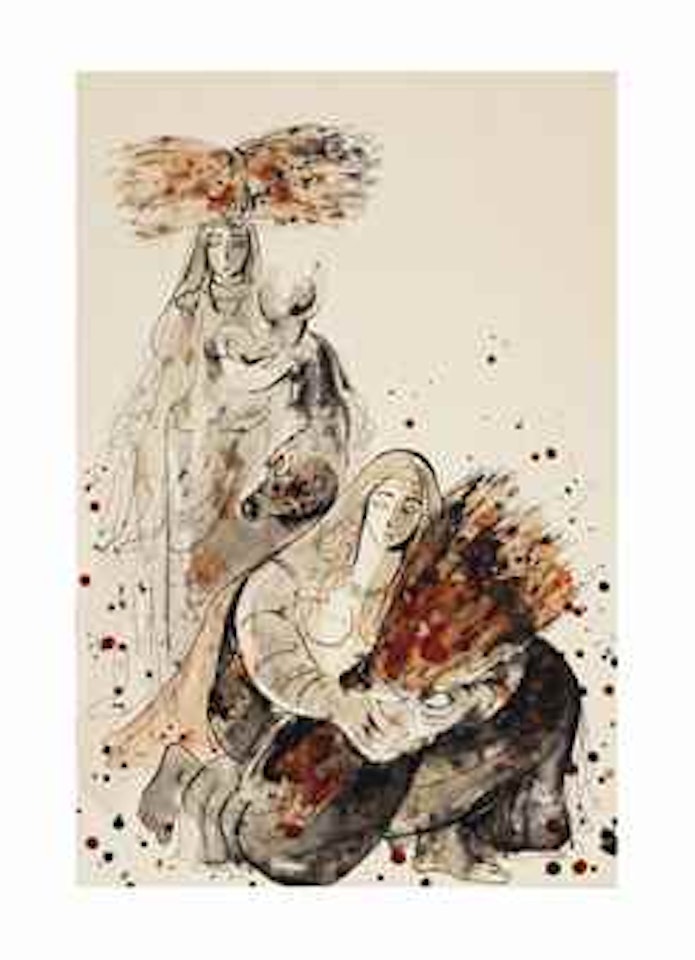 Two women and a child by Reuven Rubin