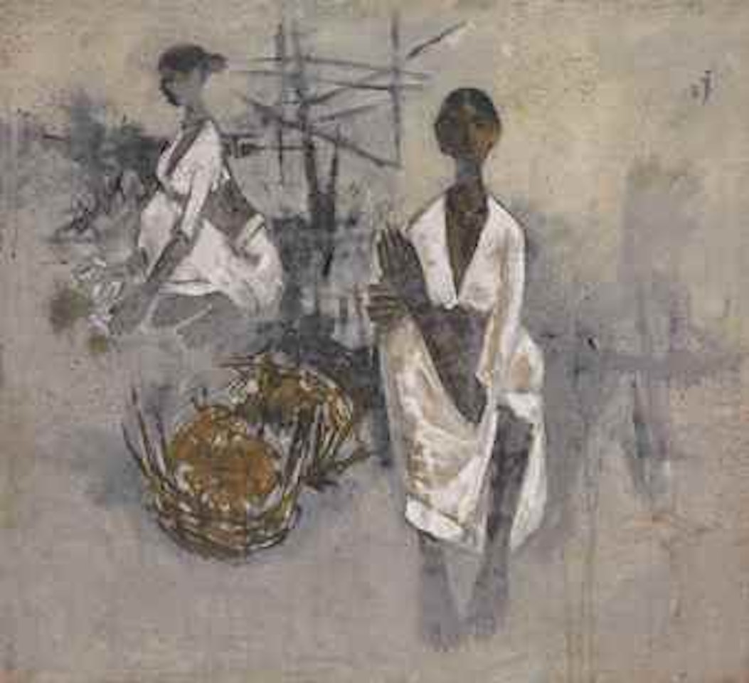 Untitled (Girl with Basket) by B Prabha