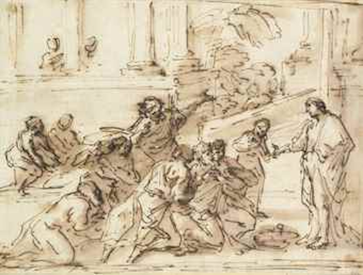 Joseph greeted by his brethren by Pier Francesco Mola