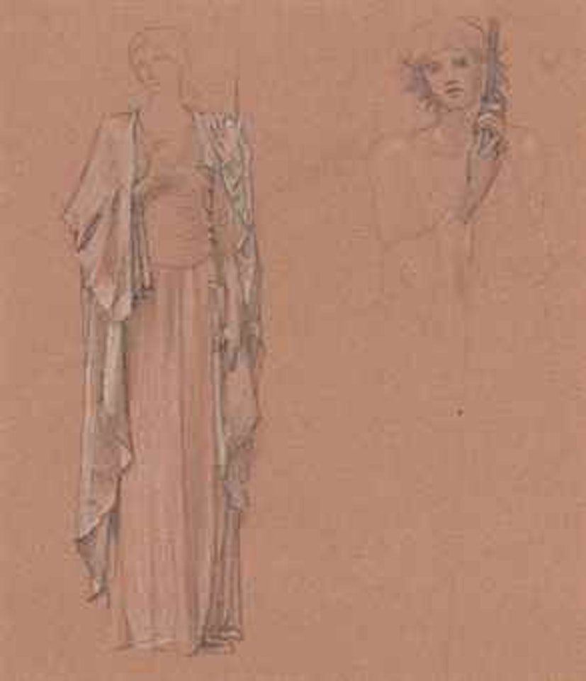 Studies of female figures for Angels in 'The Achievement of Sir Galahad accompanied by Sir Bors & Sir Perceval' tapestry by Edward Coley Burne-Jones