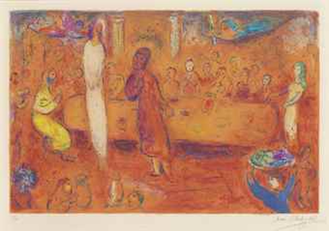 Mégaclès reconnait sa fille pendant le festin, from: Daphnis and Chloé by Marc Chagall