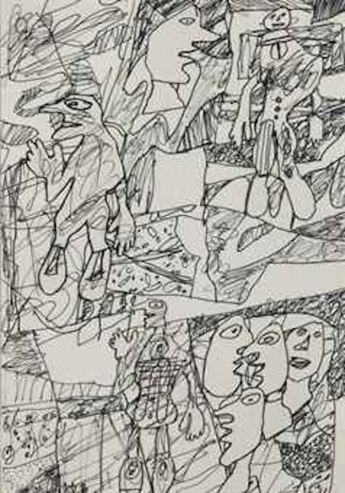 Paysage avec effigies et personnages by Jean Dubuffet