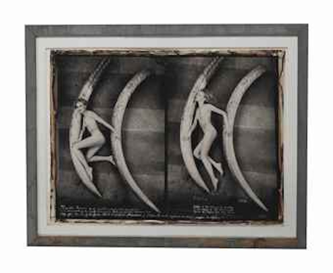 Margritte Rammé and world record bull ele. ivories, 1976 by Peter Beard