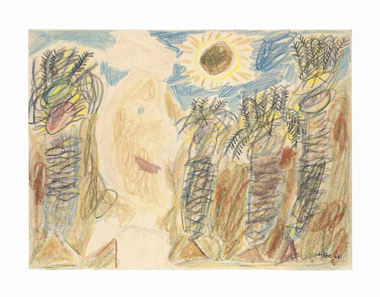 Arabe et palmiers sous le soleil (Arab and palm trees under the sun) by Jean Dubuffet