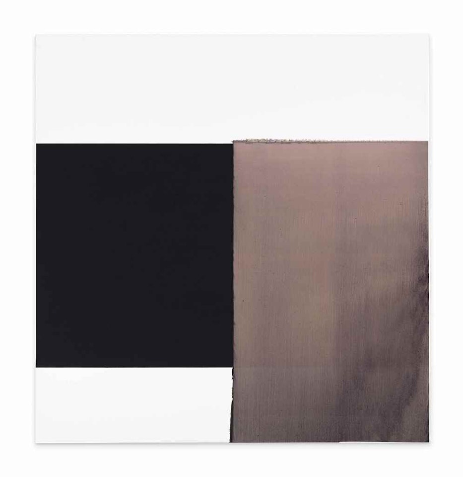 Exposed Painting, Paynes Grey/Yellow Oxide/Red Oxide on White by Callum Innes