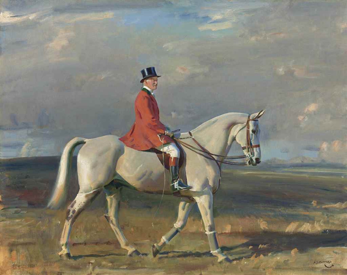 Portrait of Harry La Montagne on a Grey by Alfred James Munnings