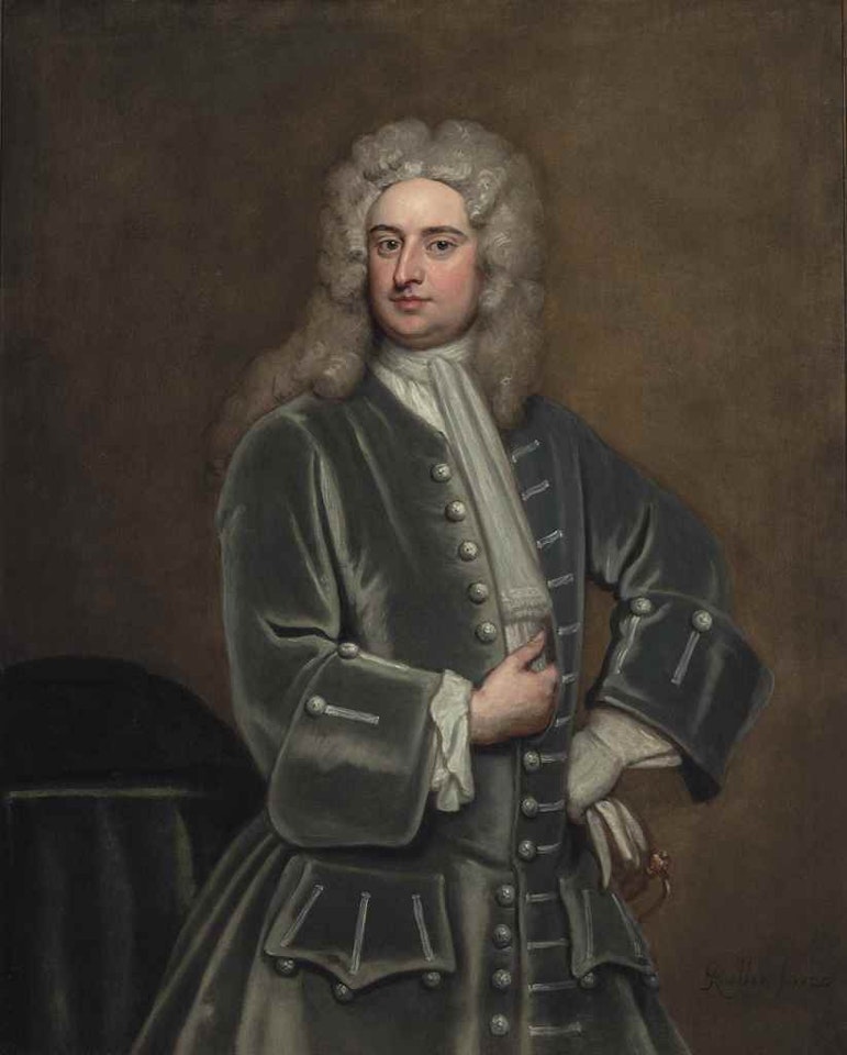 Portrait of Robert Brown, three-quarter-length, in a grey coat by Godfrey Kneller