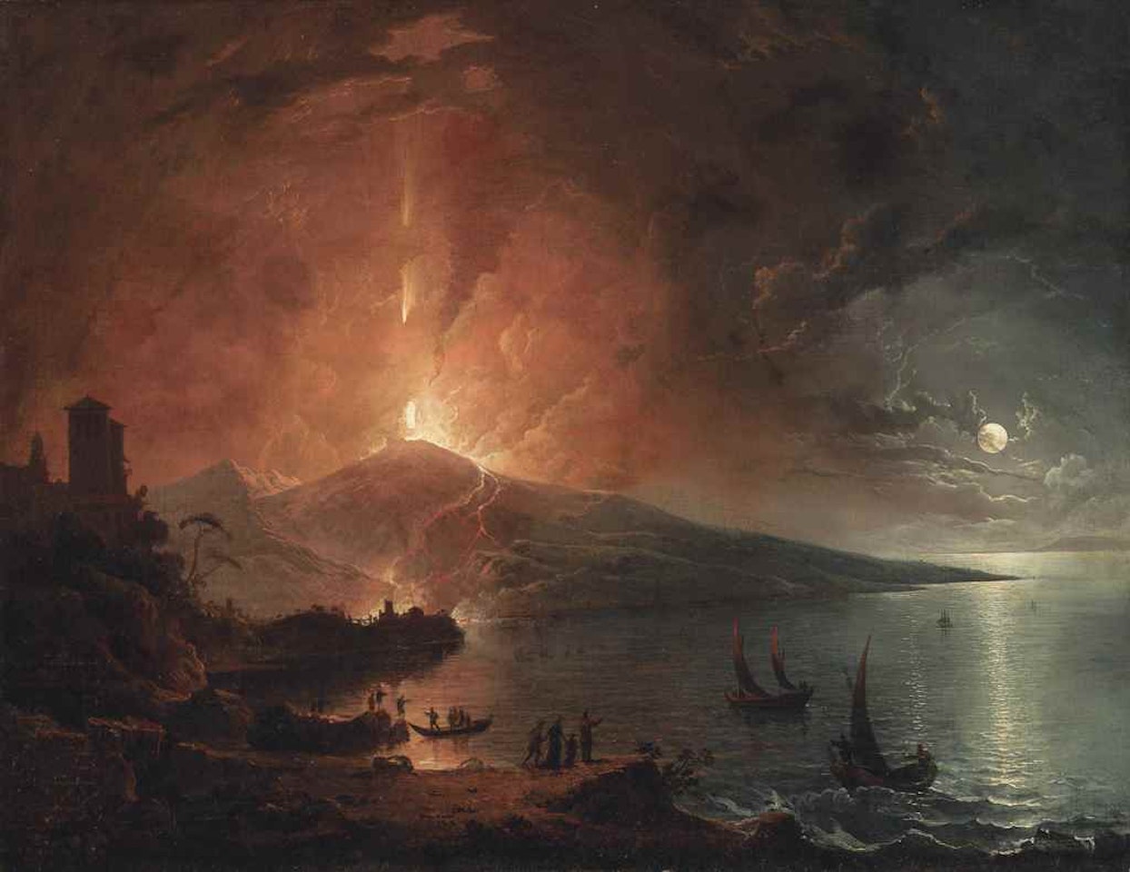 The eruption of Vesuvius by night by Henry Pether