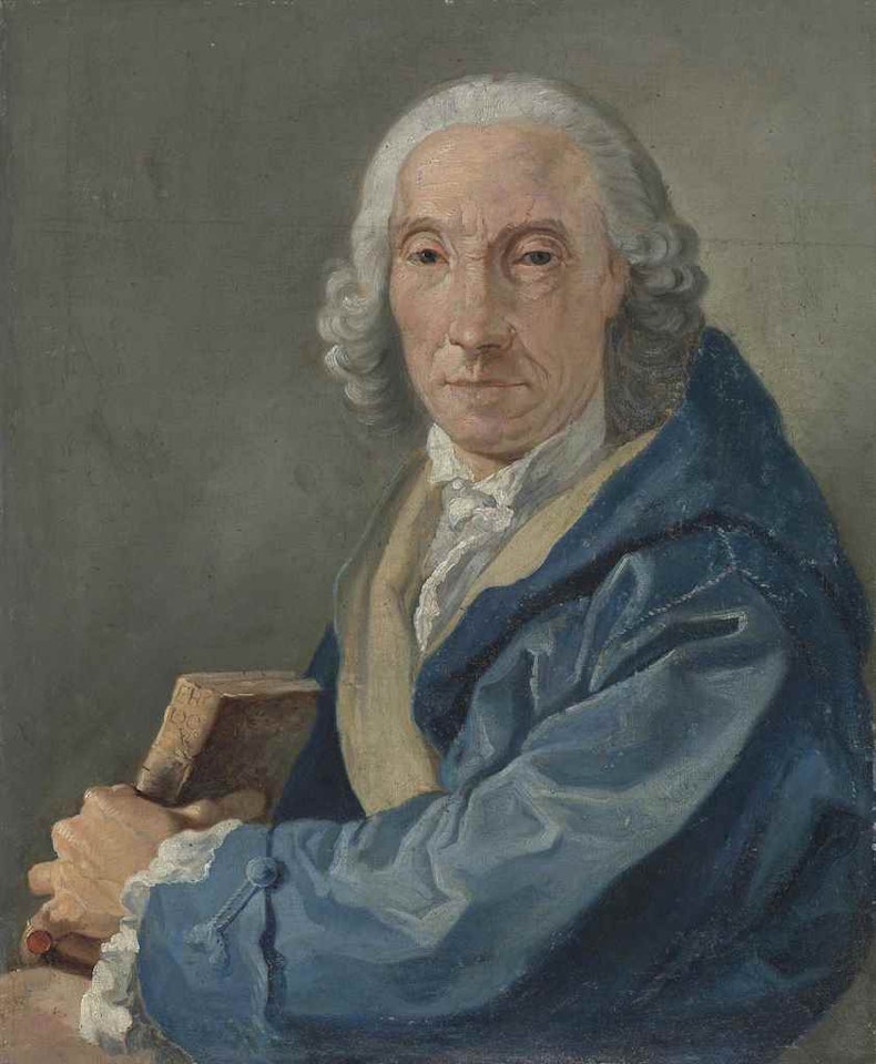 Portrait of a gentleman, traditionally identified as Jacopo Riccati (1676-1754), half-length, in a blue banyan by Venetian School