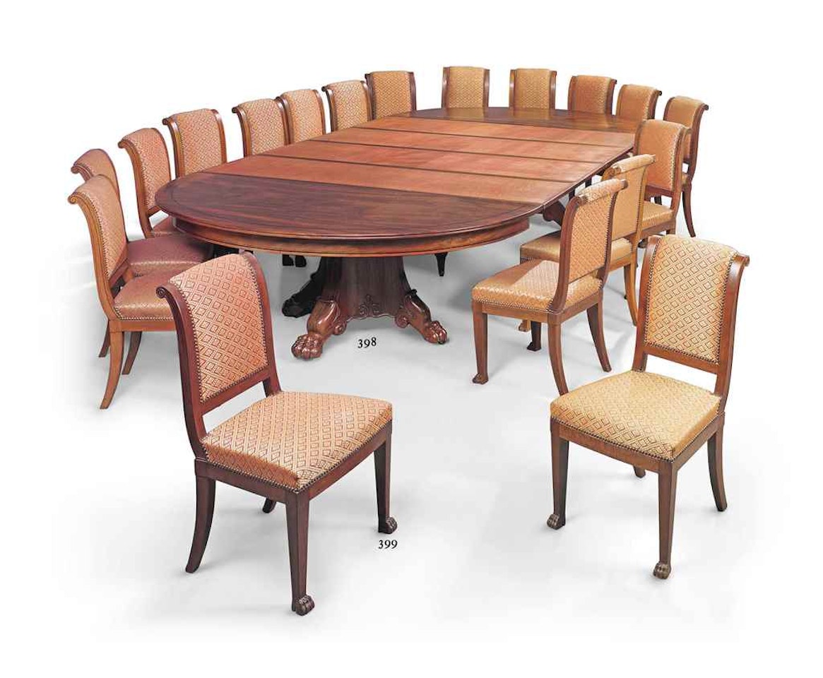 A SET OF EIGHTEEN FRENCH MAHOGANY DINING CHAIRS SIX BY JACOB-DESMALTER by Anonymous