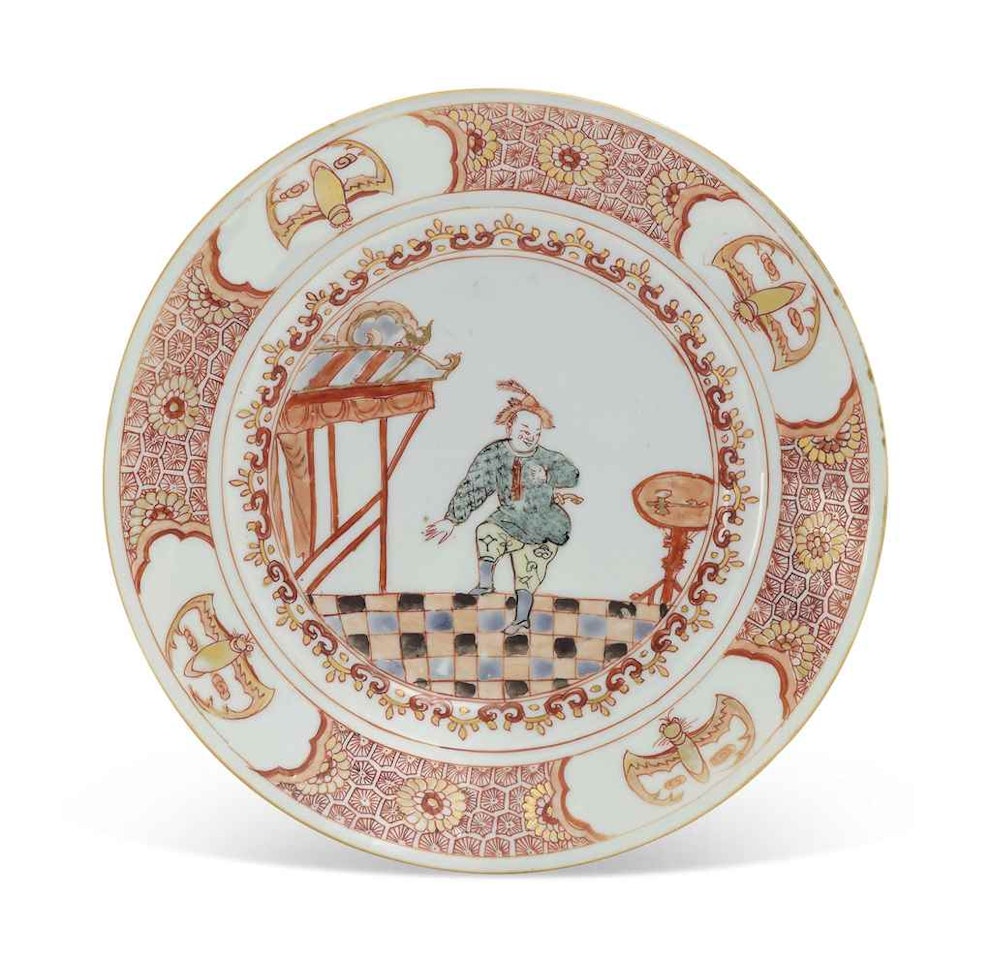 A CHINESE VERTE-IMARI 'SOUTH SEA BUBBLE' PLATE by Anonymous