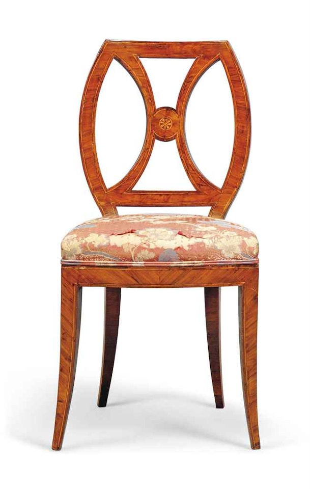 AN NORTH-ITALIAN KINGWOOD, WALNUT AND FRUITWOOD-INLAID CHAIR by Anonymous