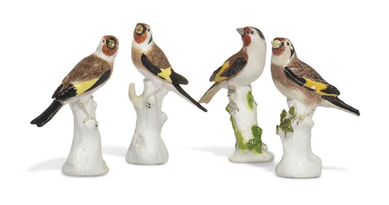 TWO PAIRS OF MEISSEN MODELS OF GOLDFINCHES by Anonymous