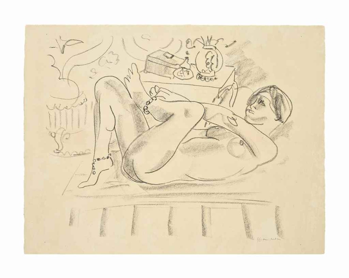 Nu reverseé, près d'une table Louis XV by Henri Matisse